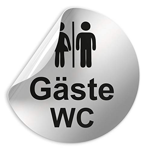 Türschilder24 Folienschild Schild - D = 100 mm PVC Silber - Robuste Kratzfeste Folie - UV beständig - Perfekt für Glastüren und alle glatten Flächen (Gäste WC) von Türschilder24