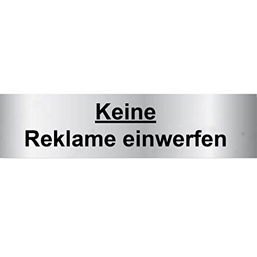 Türschilder24 Folienschild Türschild • Keine Reklame einwerfen • PVC Hinweisschild • 160 x 40 mm Silber • selbstklebend • Kratzfester Druck • UV Beständig von Türschilder24