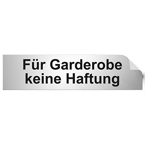 Türschilder24 Türschild PVC Hinweisschild Für Garderobe Keine Haftung 160mm x 40mm Silber/Schwarz selbstklebend von Türschilder24