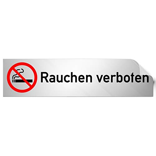 Türschilder24 Türschild PVC Hinweisschild Rauchen verboten 160mm x 40mm Silber/Schwarz selbstklebend Türschilder24 Türschild PVC Hinweisschild Rauchen verboten 160mm x 40mm Silber/Schwarz selbstklebend von Türschilder24