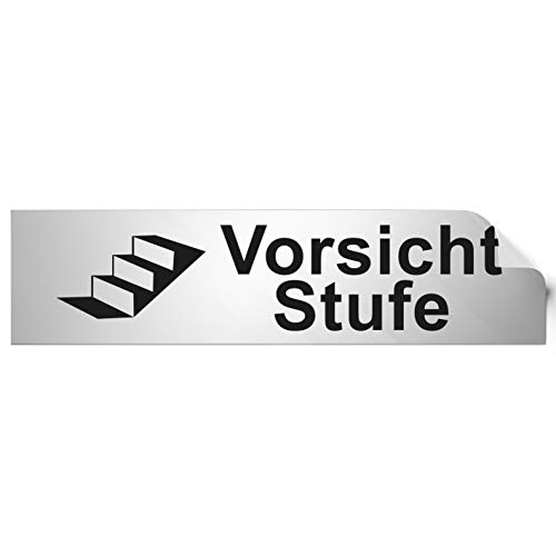 Türschilder24 Türschild PVC Hinweisschild Vorsicht Stufe 160mm x 40mm Silber/Schwarz selbstklebend Türschilder24 Türschild PVC Hinweisschild Vorsicht Stufe 160mm x 40mm Silber/Schwarz selbstklebend von Türschilder24