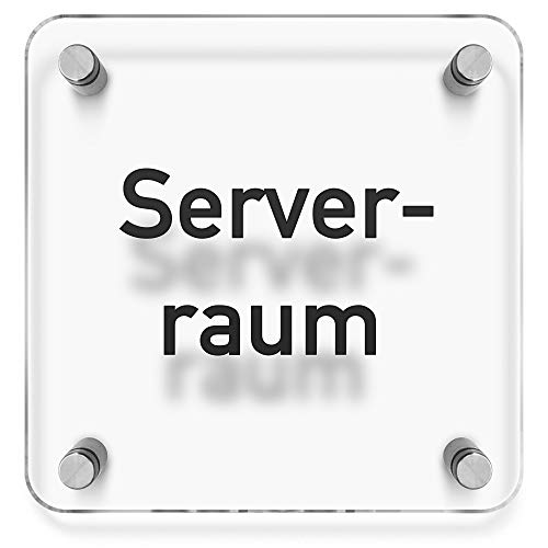 Türschilder24 Wandschild/Türschild • Server - Serverraum • 150 x 150mm. Schild besteht aus hochtransparentem 3mm Acrylglas. Inkl. 4 x Abstandshalter aus V2A Edelstahl von Türschilder24