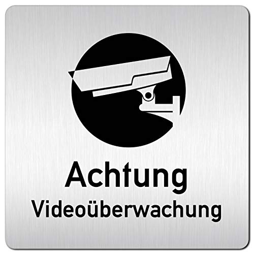 Türschilder24 XXL Schild - Türschild • 125 x 125 mm • Indoor Schild • Kamera Videoüberwachung • 1,5 mm Aluminium Vollmaterial • 100% Made in Germany (Achtung Videoüberwachung 006) von Türschilder24