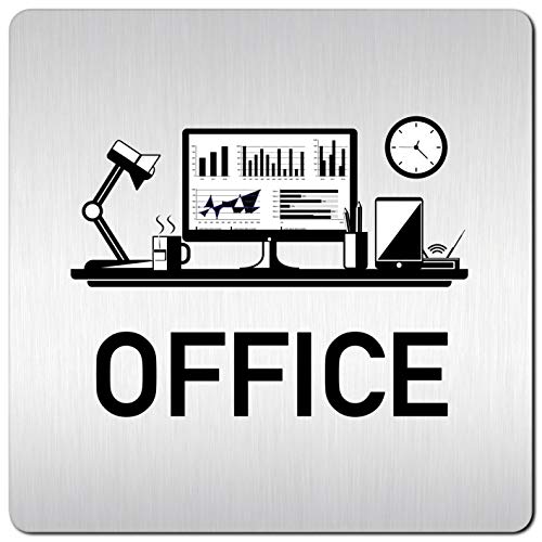 Türschilder24 XXL Schild - Türschild (B) • 125 x 125 x 0,15 mm • Office + Schreibtisch 001 • Aluminium Vollmaterial • 100% Made in Germany von Türschilder24