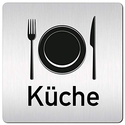 Türschilder24 XXL Schild - Türschild (B) • 125 x 125 x 1,5 mm • Küche 006 • Aluminium Vollmaterial • 100% Made in Germany von Türschilder24