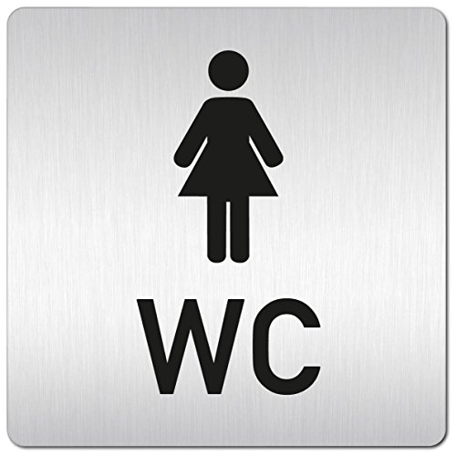 Türschilder24 XXL Schild - Türschild • 125 x 125 mm • Damen + WC • 1,5 mm Aluminium Vollmaterial • 100% Made in Germany von Türschilder24