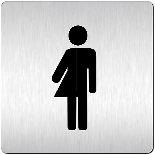 Türschilder24 XXL Schild - Türschild • 125 x 125 mm • Gender WC Toiletten Schild rechts links • 1,5 mm veredeltes Aluminium • 100% Made in Germany (Gender 3 Pikto ohne Abstand) von Türschilder24