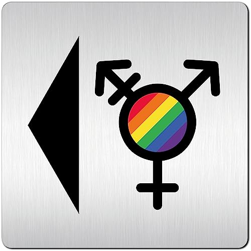 Türschilder24 XXL Schild - Türschild • 125 x 125 mm • Gender WC Toiletten Schild rechts links • 1,5 mm veredeltes Aluminium • 100% Made in Germany (Gender 6 Pikto bunt links) von Türschilder24