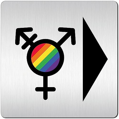 Türschilder24 XXL Schild - Türschild • 125 x 125 mm • Gender WC Toiletten Schild rechts links • 1,5 mm veredeltes Aluminium • 100% Made in Germany (Gender 6 Pikto bunt rechts) von Türschilder24