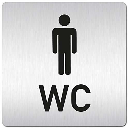 Türschilder24 XXL Schild - Türschild • 125 x 125 mm • Herren Piktogramm + WC • 1,5 mm Aluminium Vollmaterial • 100% Made in Germany von Türschilder24