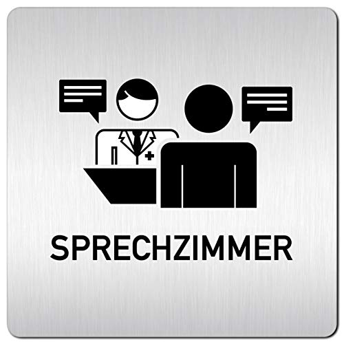 Türschilder24 XXL Schild - Türschild (B) • 125 x 125 mm • Sprechzimmer 002 Arzt • 1,5 mm Aluminium Vollmaterial • 100% Made in Germany von Türschilder24