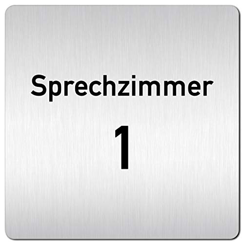 Türschilder24 XXL Schild - Türschild • 125 x 125 mm • Sprechzimmer 1 • 1,5 mm Aluminium Vollmaterial • 100% Made in Germany von Türschilder24