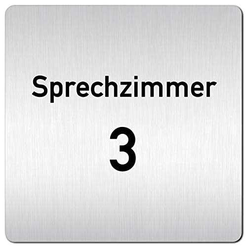 Türschilder24 XXL Schild - Türschild (B) • 125 x 125 mm • Sprechzimmer 3 • 1,5 mm Aluminium Vollmaterial • 100% Made in Germany von Türschilder24