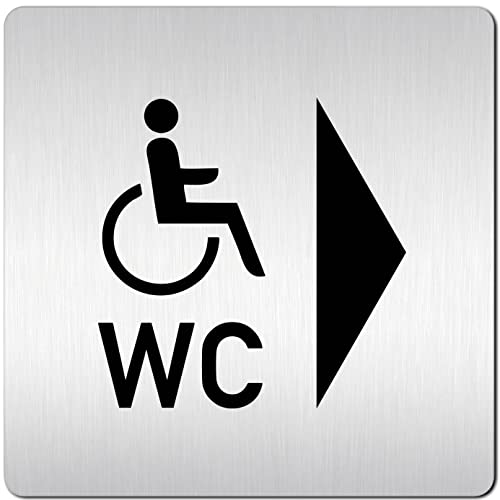 Türschilder24 XXL Schild - Türschild • 125 x 125 mm • behinderten Toilette + WC rechts Rollstuhl • 1,5 mm Aluminium Vollmaterial • 100% Made in Germany von Türschilder24