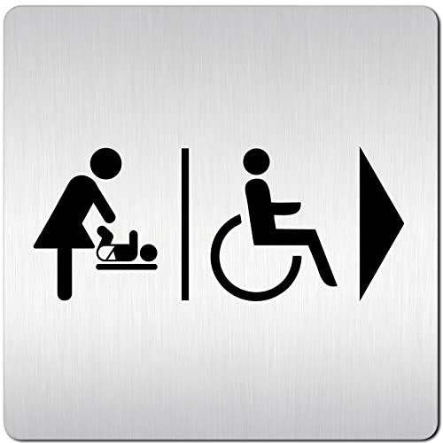 Türschilder24 XXL Schild - Türschild • 125 x 125 mm • behinderten Toilette + Wickelraum rechts • 1,5 mm Aluminium Vollmaterial • 100% Made in Germany von Türschilder24