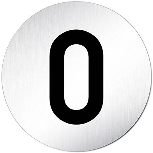Türschilder24 XXL Türschild • 0" • Ziffern - Zahlen Schild - Türnummer • Ø 100mm • Aluminium (eloxiert) • Türschild Hinweisschild • Schild von Türschilder24