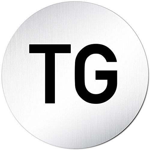 Türschilder24 XXL Türschild • Ø 100 mm rund • Schild TG Tiefgarage • aus veredeltem Aluminium Vollmaterial • geschliffene Edelstahloptik • 100% Made in Germany von Türschilder24