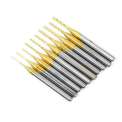 Tuesoa 10 Stück Titanbeschichtete Gravierfräser mit 1/8'' Schaft, Mikro-Schaftfräser für die Gravur, PCB-Fräser von Tuesoa