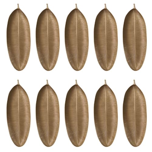 Tuesoa 10X Nordisch Dekoratives Tablett Gold BläTter Form Portion Tablett Schmuck Palette Obst Snack Gericht Tisch Aufbewahrung Organisator (Klein) von Tuesoa