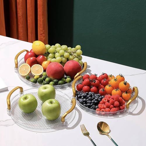 Tuesoa 2X Durchsichtiges Rundes Serviertablett Aus Acryl, Badezimmer-Waschtischtablett, Dekoratives Tablett mit Goldenem für Couchtisch, Büro, C Tuesoa 2X Durchsichtiges Rundes Serviertablett Aus Acryl, Badezimmer-Waschtischtablett, Dekoratives Tablett mit Goldenem für Couchtisch, Büro, C von Tuesoa