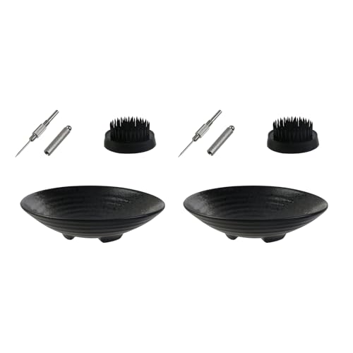 Tuesoa 2X Ikebana-Set, Ikebana-Schale Aus Keramik und Blumen-Kenzan Aus Metall, mit Nadelglättungswerkzeug in Schwarz Tuesoa 2X Ikebana-Set, Ikebana-Schale Aus Keramik und Blumen-Kenzan Aus Metall, mit Nadelglättungswerkzeug in Schwarz von Tuesoa
