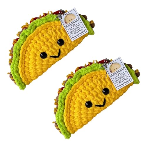 Tuesoa 2X Kleine Häkelpuppe mit Emotionaler Unterstützung, Gehäkelter Mini-Taco, Cartoon-Figur, Süße Häkelpuppe, Taco-Plüsch, Aufmunterungsspielzeug, Strickpuppe Tuesoa 2X Kleine Häkelpuppe mit Emotionaler Unterstützung, Gehäkelter Mini-Taco, Cartoon-Figur, Süße Häkelpuppe, Taco-Plüsch, Aufmunterungsspielzeug, Strickpuppe von Tuesoa