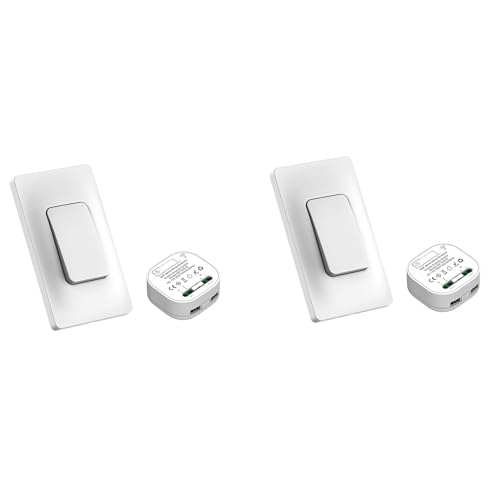 Tuesoa 2X Selbstbetriebenes Kabelloses Lichtschalter- und Empfänger-Set, Fernbedienung für Wandschalter und Beleuchtungskörper Tuesoa 2X Selbstbetriebenes Kabelloses Lichtschalter- und Empfänger-Set, Fernbedienung für Wandschalter und Beleuchtungskörper von Tuesoa