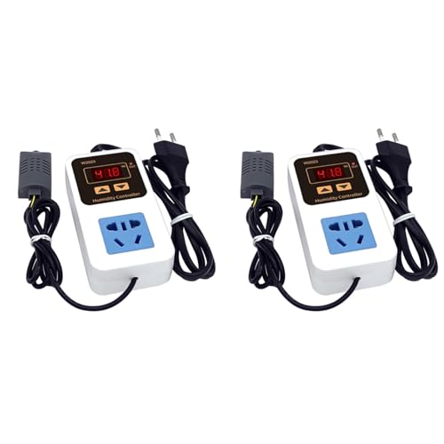 Tuesoa 2X W2023 Digitalanzeige Feuchtigkeitsregler Luftbefeuchter Befeuchtung und Entfeuchtung Intelligente Feuchtigkeitsregelung EU-Stecker von Tuesoa