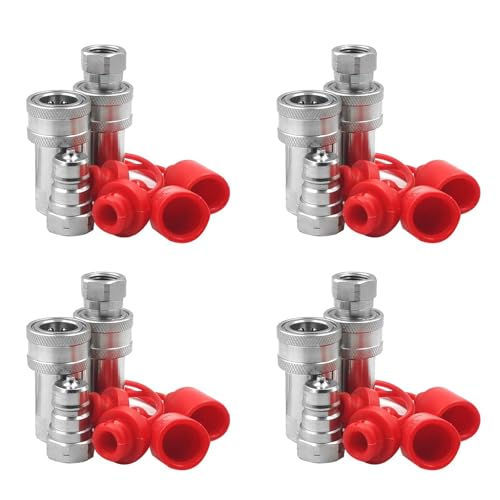 Tuesoa 4 Satz 3/8 NPT-Gewinde ISO7241-1A Hydraulischer Schnellkupplungssatz mit Staubkappe Tuesoa 4 Satz 3/8 NPT-Gewinde ISO7241-1A Hydraulischer Schnellkupplungssatz mit Staubkappe von Tuesoa
