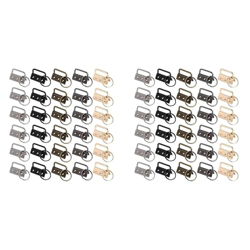 Tuesoa 60Er-Pack 32-mm-Metallfarben-EndstüCkklammer-Set, 5-Farbige Metallband-AufhäNgeklammer mit SchlüSselring-DIY-Werkzeugen. von Tuesoa