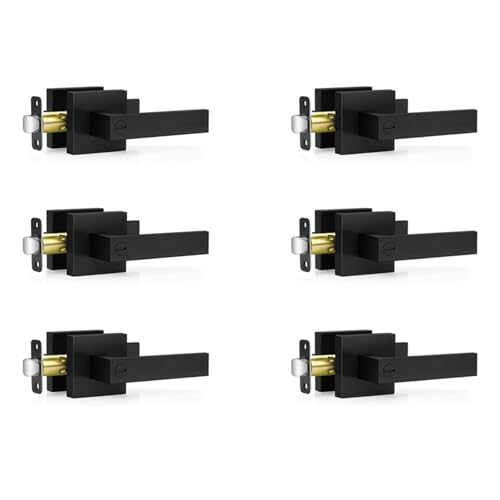 Tuesoa 6er-Pack Mattschwarze Türgriffe, Schlüssellose Innentürknäufe, Türdrücker-Schlosssets für Privatsphäre für Schlafzimmer und Badezimmer Tuesoa 6er-Pack Mattschwarze Türgriffe, Schlüssellose Innentürknäufe, Türdrücker-Schlosssets für Privatsphäre für Schlafzimmer und Badezimmer von Tuesoa