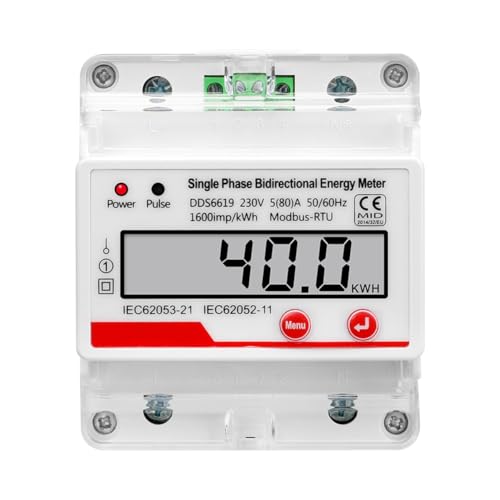 Tuesoa AC 230V 4P Einphasig mit RS485 Modbus RTU Kommunikation Leistungsaufnahme Bidirektional Elektrizitätsenergiemesser KWH von Tuesoa