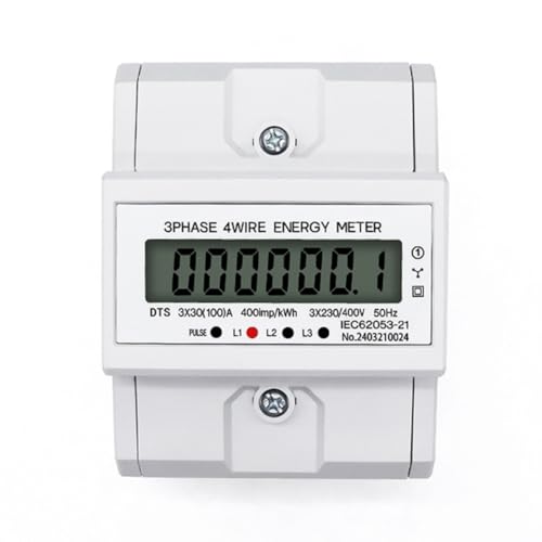 Tuesoa LCD-AC-DIN-Schienen 230V 3-Phasen-4-Draht-Energiezähler Leistungsverbrauchsmonitor KWh-Meter Wattmeter 3×30 (100A) 50/60Hz von Tuesoa