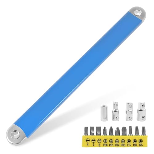 Tuesoa Offset-Verlängerungsschlüssel 15 Tight Reach Extension Schraubenschlüssel Set Universal Null-Grad-Ratschenwerkzeug für Enge Räume von Tuesoa