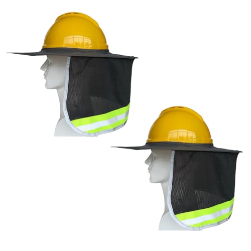 Tuesoa Sonnenschutz für Bauhelme, Gut Sichtbare Sonnenblende mit Reflektorstreifen, Volle Krempe (Bauhelm Nicht im Lieferumfang Enthalten), 2er-Pack von Tuesoa