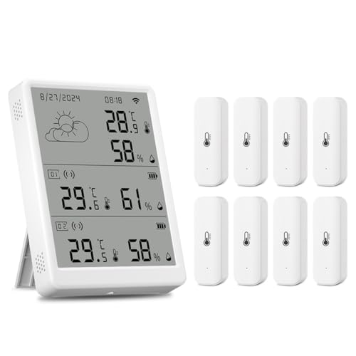 Tuesoa Tuya WLAN-Wetterstation mit Digitalem Vorhersagescreen und 8 WiFi+RF433-Sensoren, Thermometer und Hygrometer mit Unterstützung für Sprachsteuerung. Tuesoa Tuya WLAN-Wetterstation mit Digitalem Vorhersagescreen und 8 WiFi+RF433-Sensoren, Thermometer und Hygrometer mit Unterstützung für Sprachsteuerung. von Tuesoa