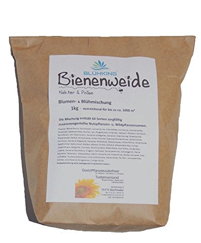 6kg Bienenweide Nektar & Pollen Blühmischung Blumenmischung Blumenwiese für bis zu 6000m² von BLÜHKING® von Tütenversand