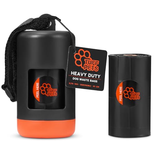 Tuff Pets Hundekotbeutelhalter - Kotbeutelhalter aus Bambus - 1 Rolle Tuff Pets Kotbeutel (10 Beutel) inklusive - Hundekotbeutel-Spender - Funktioniert mit jeder Kotbeutelrolle von Tuff Pets