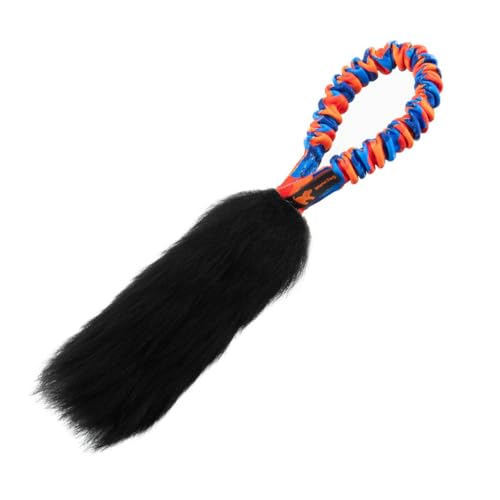 Tug-E-Nuff Dog Gear Taschenmagnet, interaktives Bungee-Schlepperspielzeug, stoßdämpfend und langlebig, ideal für das Training, 33 x 20,3 cm (orangefarbenes Muster – schwarzes Schaffell, 1 Stück) von Tug-E-Nuff Dog Gear