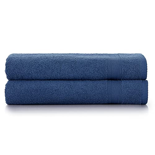 Tuiste Badetücher Blau Navy Blau |%100 Baumwolle Dushtücher Badetuch Set 2 Teilig | 2X Badetücher Set (70x140) | Weich und Saugstark | Farbe : Dunkleblau von Tuiste