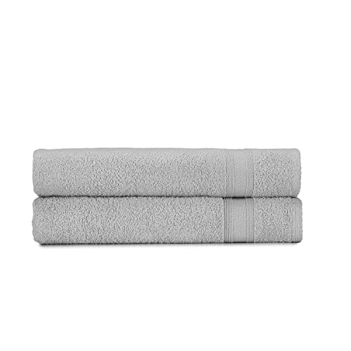Tuiste Badetücher Silber Grau Hellgrau |%100 Baumwolle Dushtücher Badetuch Set 2 Teilig | 2X Badetücher Set (70x140) | Weich und Saugstark | Farbe : Silbergrau von Tuiste