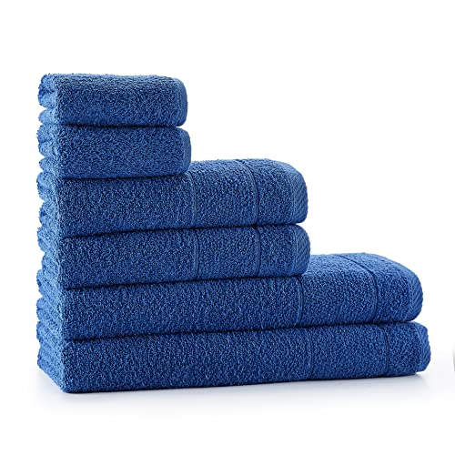 Tuiste Frottee Handtücher Set Dunkleblau Blau | 2X Handtücher, 2X Gästetücher, 2X Badetücher Set |%100 Baumwolle Handtuch Set 6 Teilig | Premium Qualität | Farbe : Blau von Tuiste