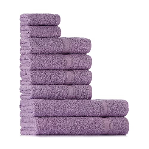 Tuiste Handtücher Set Lila Violet |%100 Baumwolle Handtuch Set 8 Teilig | 2X Badetücher (70x140), 4X Handtücher (50x90), 2X Gästetücher (30x50) | Weich und Saugstark | Farbe : Lavendel von Tuiste