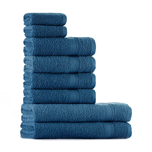 Tuiste Handtücher Set Petrol Blau |%100 Baumwolle Handtuch Set 8 Teilig | 2X Badetücher (70x140), 4X Handtücher (50x90), 2X Gästetücher (30x50) | Weich und Saugstark | Farbe : Petrol Blau von Tuiste