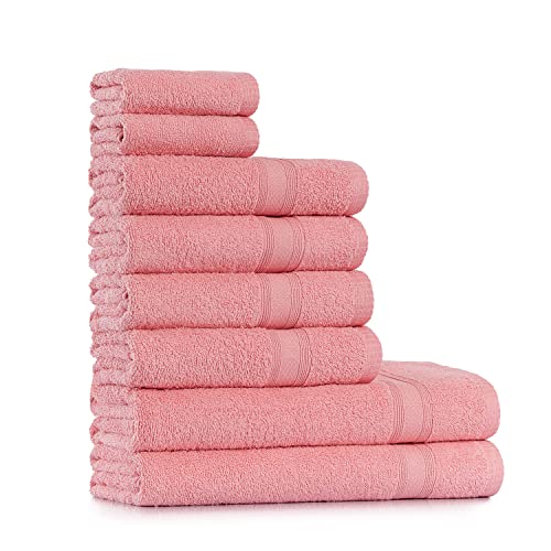 Tuiste Handtücher Set Rosa |%100 Baumwolle Handtuch Set 8 Teilig | 2X Badetücher (70x140), 4X Handtücher (50x90), 2X Gästetücher (30x50) | Weich und Saugstark | Farbe : Rosa von Tuiste