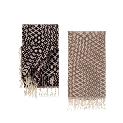 Tuiste Saunatuch Beige Braun 2er Pack, Saunakilt Damen und Herren, Strandtuch, Saunahandtuch, Picknickdecke, Hamamtuch%100 Baumwolle, Strandtücher, Strandhandtuch XXL, Badehandtuch 100x180 von Tuiste