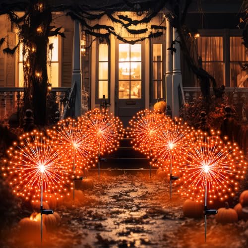 Tujoe 6 Stück Halloween Solar Feuerwerk Pfahl Lichter 180 LED 8 Modi Solar Wasserdicht LED Wunderkerze Lichter Outdoor Dekoration für Herbst Thanksgiving Xmas Urlaub Garten Terrasse Hof Weg Gehweg Tujoe 6 Stück Halloween Solar Feuerwerk Pfahl Lichter 180 LED 8 Modi Solar Wasserdicht LED Wunderkerze Lichter Outdoor Dekoration für Herbst Thanksgiving Xmas Urlaub Garten Terrasse Hof Weg Gehweg von Tujoe