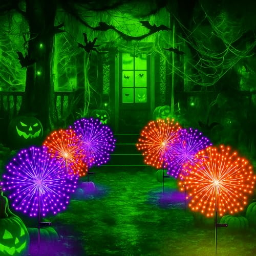 Tujoe 6 Stück Solar-Feuerwerk Pfahllichter 180 LED 8 Modi Solar Wasserdicht LED Wunderkerze Lichter Außendekoration für Halloween Weihnachten Urlaub Garten Terrasse Hof Weg Gehweg, Orange, Lila Tujoe 6 Stück Solar-Feuerwerk Pfahllichter 180 LED 8 Modi Solar Wasserdicht LED Wunderkerze Lichter Außendekoration für Halloween Weihnachten Urlaub Garten Terrasse Hof Weg Gehweg, Orange, Lila von Tujoe