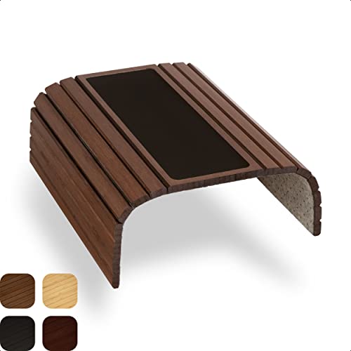 Tuko Sofatablett Armlehne Flexibel Bambus Sofabutler Couchtablett - Sofa Ablage Getränkehalter Mauspad - Holztablett Sofa Tablett Butler Auflage Tisch Couch Ablage Lehne für Sofalehne - Braun von Tuko