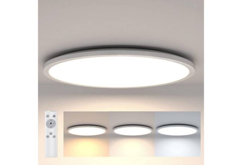 Tukrool Deckenleuchte Flach Dimmbar Fernbedienung Ø29.5cm CCT Farbwechsel Deckenlampe, LED fest integriert, warm/natürlich/kühl weiß, LED Deckenleuchte mit Fernbedienung CCT von Tukrool